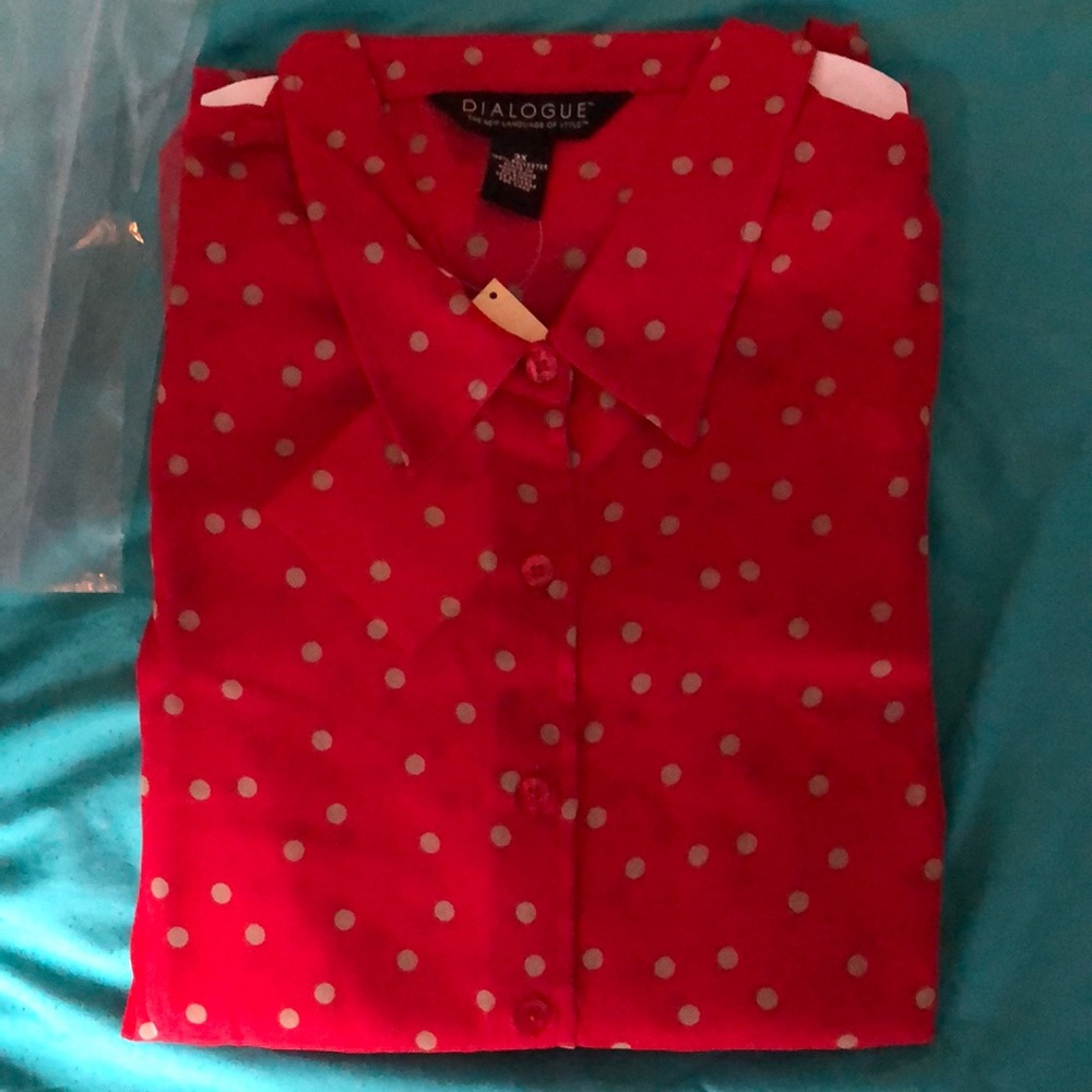 100% polyester Red button down woman’s blouse